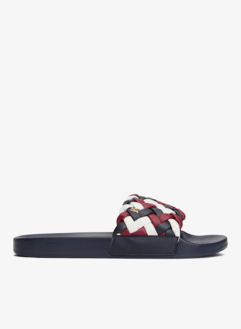 TOMMY HILFIGER TH Monogram Braided Strap Pool Slides